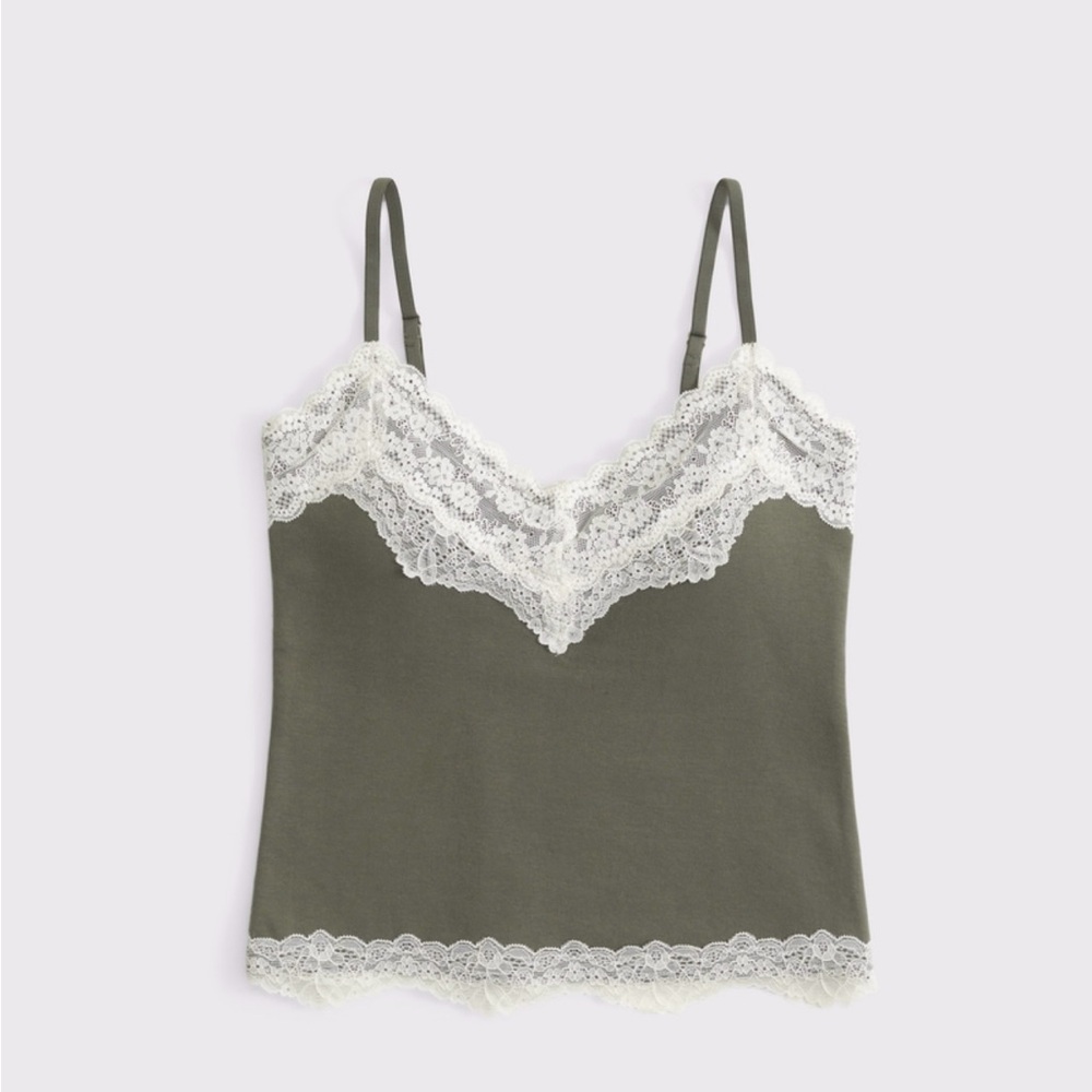 With tags! Abercrombie & Fitch Olive Lace Trim Cami